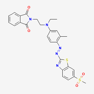 molecular formula C27H25N5O4S2 B13814136 N-(2-(N-Ethyl-4-((6-(methylsulphonyl)benzothiazol-2-yl)azo)-m-toluidino)ethyl)phthalimide CAS No. 2203-01-2