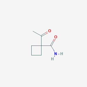 molecular formula C7H11NO2 B13814138 Cyclobutanecarboxamide, 1-acetyl-(9CI) 