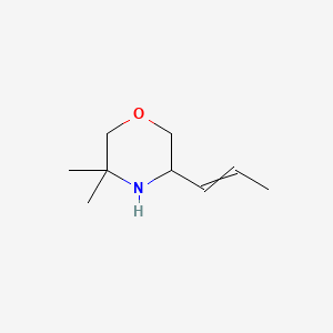 molecular formula C9H17NO B13814253 Morpholine, 3,3-dimethyl-5-(1-propenyl)-(9CI) 