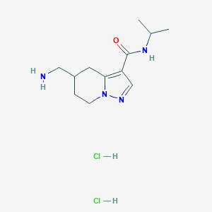 molecular formula C12H22Cl2N4O B1381430 5-(aminomethyl)-N-(propan-2-yl)-4H,5H,6H,7H-pyrazolo[1,5-a]pyridine-3-carboxamide dihydrochloride CAS No. 1803605-06-2