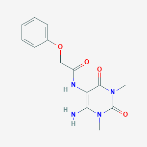 molecular formula C14H16N4O4 B13814424 Acetamide,N-(6-amino-1,2,3,4-tetrahydro-1,3-dimethyl-2,4-dioxo-pyrimidin-5-YL)-2-phenoxy- 