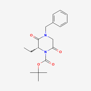 molecular formula C18H24N2O4 B13814950 tert-butyl (2R)-4-benzyl-2-ethyl-3,6-dioxopiperazine-1-carboxylate CAS No. 393781-60-7