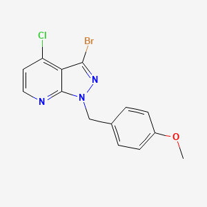 molecular formula C14H11BrClN3O B1381543 3-Bromo-4-chloro-1-[(4-methoxyphenyl)methyl]-1H-pyrazolo[3,4-b]pyridine CAS No. 1854056-69-1