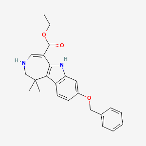 molecular formula C24H26N2O3 B13815511 Azepino[4,5-b]indole-5-carboxylic acid, 1,2,3,6-tetrahydro-1,1-dimethyl-8-(phenylmethoxy)-, ethyl ester 