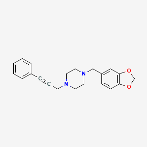 molecular formula C21H22N2O2 B13815599 Piperazine, 1-(3,4-methylenedioxybenzyl)-4-(3-phenylprop-2-ynyl)- CAS No. 55436-42-5