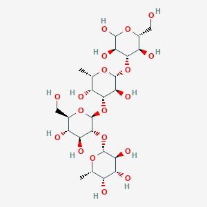 molecular formula C24H42O19 B13815677 D-Glucose,o-6-deoxy-a-L-galactopyranosyl-(1(R)3)-O-[o-6-deoxy-a-L-galactopyranosyl-(1(R)2)-b-D-galactopyranosyl-(1(R)4)]- 
