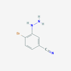 molecular formula C7H6BrN3 B1381568 4-Bromo-3-hydrazinylbenzonitrile CAS No. 1388065-89-1