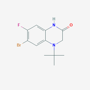 molecular formula C12H14BrFN2O B1381581 6-Bromo-4-tert-butyl-7-fluoro-1,2,3,4-tetrahydroquinoxalin-2-one CAS No. 1714857-13-2