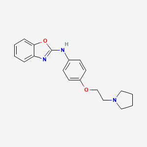 molecular formula C19H21N3O2 B13815848 Pyrrolidinyl ethoxy anilino benzoxazole CAS No. 38519-21-0