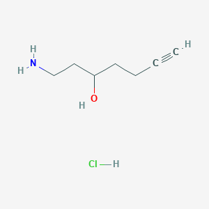 molecular formula C7H14ClNO B1381601 1-Aminohept-6-yn-3-ol hydrochloride CAS No. 1803605-29-9