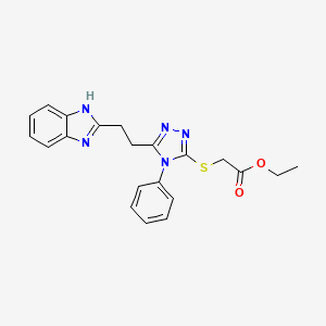molecular formula C21H21N5O2S B13816062 Acetic acid, ((5-(2-(1H-benzimidazol-2-yl)ethyl)-4-phenyl-4H-1,2,4-triazol-3-yl)thio)-, ethyl ester CAS No. 38911-89-6