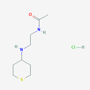 molecular formula C9H19ClN2OS B1381612 N-{2-[(thian-4-yl)amino]ethyl}acetamide hydrochloride CAS No. 1803611-37-1
