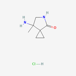 molecular formula C7H13ClN2O B1381619 7-Amino-7-methyl-5-azaspiro[2.4]heptan-4-one hydrochloride CAS No. 915795-01-6