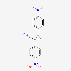 molecular formula C18H17N3O2 B13816324 Cyclopropanecarbonitrile, 2-[p-(dimethylamino)phenyl]-1-(p-nitrophenyl)- CAS No. 28752-34-3