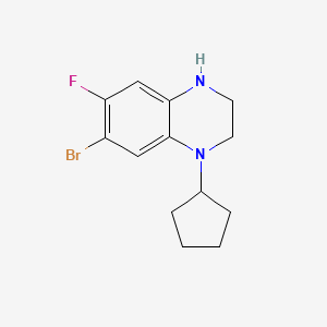 molecular formula C13H16BrFN2 B1381634 7-溴-1-环戊基-6-氟-1,2,3,4-四氢喹喔啉 CAS No. 1774058-58-0