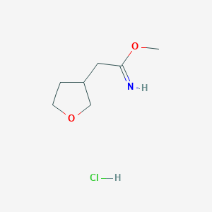 molecular formula C7H14ClNO2 B1381635 Methyl 2-(tetrahydrofuran-3-yl)acetimidate hydrochloride CAS No. 1803584-59-9