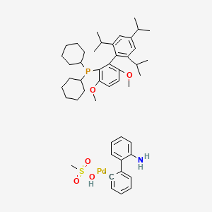 molecular formula C48H67NO5PPdS- B1381636 Methanesulfonato(2-dicyclohexylphosphino-3,6-dimethoxy-2',4',6'-tri-i-propyl-1,1'-biphenyl)(2'-amino-1,1'-biphenyl-2-yl)palladium(II) CAS No. 1470372-59-8