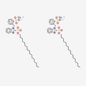 molecular formula C62H90N4Na2O12S4 B13816575 disodium 2-heptadecyl-1-[(sulphonatophenyl)methyl]-1H-benzimidazolesulphonate CAS No. 31135-57-6