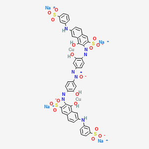 molecular formula C44H28Cu2N8Na4O17S4 B13816646 Tetrasodium;copper;4-hydroxy-3-[[2-hydroxy-4-[[[3-hydroxy-4-[[1-hydroxy-3-sulfonato-7-(3-sulfonatoanilino)naphthalen-2-yl]diazenyl]phenyl]-oxidoazaniumylidene]amino]phenyl]diazenyl]-6-(3-sulfonatoanilino)naphthalene-2-sulfonate CAS No. 31765-95-4