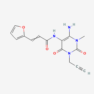 molecular formula C15H14N4O4 B13816959 N-(6-amino-1-methyl-2,4-dioxo-3-prop-2-ynylpyrimidin-5-yl)-3-(furan-2-yl)prop-2-enamide 