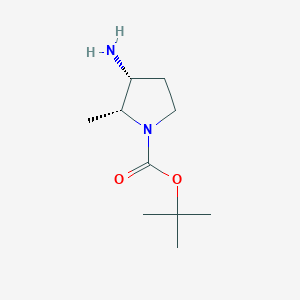 molecular formula C10H20N2O2 B1381721 cis-3-Amino-1-boc-2-methylpyrrolidine CAS No. 1374653-02-7
