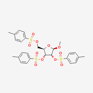 molecular formula C27H30O11S3 B13817335 Methyl-2,3,5-tri-O-(4-tolylsulphonyl)-beta-D-ribofuranoside 