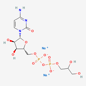 molecular formula C12H19N3Na2O13P2 B13817372 disodium;[[(2R,3S,4R,5R)-5-(4-amino-2-oxopyrimidin-1-yl)-3,4-dihydroxyoxolan-2-yl]methoxy-oxidophosphoryl] 2,3-dihydroxypropyl phosphate 