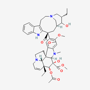 molecular formula C46H58N4O9 B13817720 methyl (1R,9R,10S,11R,12R,19R)-11-acetyloxy-12-ethyl-4-[(13S,15S,17S)-17-ethyl-16-hydroxy-13-methoxycarbonyl-1,11-diazatetracyclo[13.3.1.04,12.05,10]nonadeca-4(12),5,7,9-tetraen-13-yl]-10-hydroxy-5-methoxy-8-methyl-8,16-diazapentacyclo[10.6.1.01,9.02,7.016,19]nonadeca-2,4,6,13-tetraene-10-carboxylate 