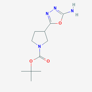 molecular formula C11H18N4O3 B1381780 1-Boc-3-(5-氨基-[1,3,4]噁二唑-2-基)-吡咯烷 CAS No. 1414958-41-0