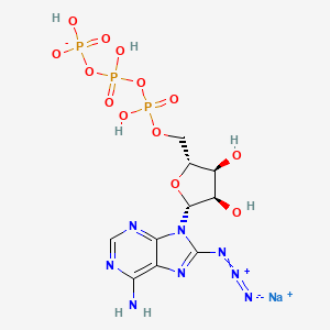 molecular formula C10H14N8NaO13P3 B13817871 sodium;[[[(2R,3S,4R,5R)-5-(6-amino-8-azidopurin-9-yl)-3,4-dihydroxyoxolan-2-yl]methoxy-hydroxyphosphoryl]oxy-hydroxyphosphoryl] hydrogen phosphate 