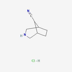 molecular formula C8H13ClN2 B1381806 3-Azabicyclo[3.2.1]octane-8-carbonitrile hydrochloride CAS No. 1788054-86-3