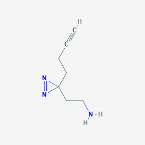 molecular formula C7H11N3 B1381812 2-(3-(but-3-yn-1-yl)-3H-diazirin-3-yl)ethan-1-amine CAS No. 1450752-97-2