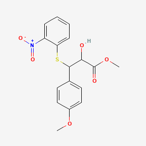 molecular formula C17H17NO6S B13818130 Methyl 2-hydroxy-3-(4-methoxyphenyl)-3-[(2-nitrophenyl)sulfanyl]propanoate CAS No. 30067-00-6