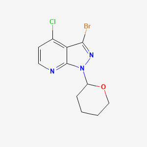 molecular formula C11H11BrClN3O B1381819 3-Bromo-4-chloro-1-(tetrahydro-2H-pyran-2-yl)-1H-pyrazolo[3,4-b]pyridine CAS No. 1416714-55-0