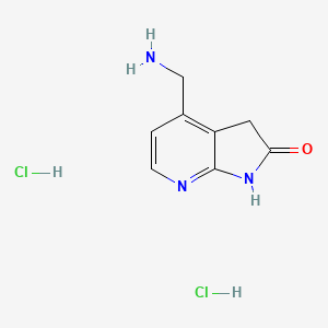 molecular formula C8H11Cl2N3O B1381836 4-(氨甲基)-1H,2H,3H-吡咯并[2,3-b]吡啶-2-酮二盐酸盐 CAS No. 1818847-61-8