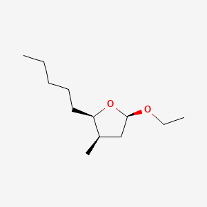 molecular formula C12H24O2 B13818510 Furan,5-ethoxytetrahydro-3-methyl-2-pentyl-,(2alpha,3ba,5alpha)-(9ci) 