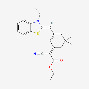 molecular formula C23H26N2O2S B13818578 ethyl (2E)-2-cyano-2-[3-[(Z)-(3-ethyl-1,3-benzothiazol-2-ylidene)methyl]-5,5-dimethylcyclohex-2-en-1-ylidene]acetate 