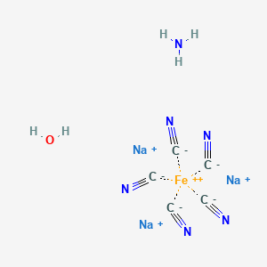 molecular formula C5H5FeN6Na3O B13818585 Pentacyanoammineferroate(ii) sodium salt hydrate 