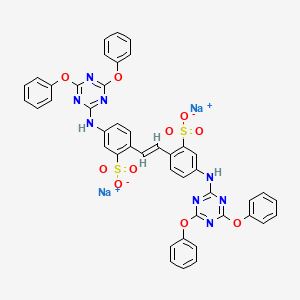 molecular formula C44H30N8Na2O10S2 B13818840 disodium;5-[(4,6-diphenoxy-1,3,5-triazin-2-yl)amino]-2-[(E)-2-[4-[(4,6-diphenoxy-1,3,5-triazin-2-yl)amino]-2-sulfonatophenyl]ethenyl]benzenesulfonate 