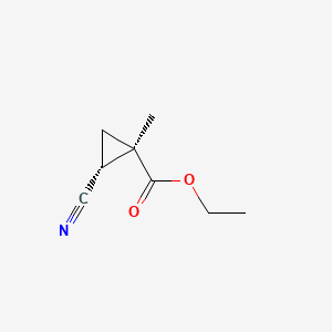 molecular formula C8H11NO2 B13818877 ethyl (1R,2R)-2-cyano-1-methylcyclopropane-1-carboxylate 