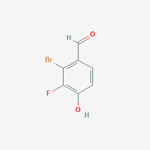molecular formula C7H4BrFO2 B1381898 2-Bromo-3-fluoro-4-hydroxybenzaldehyde CAS No. 1807171-16-9