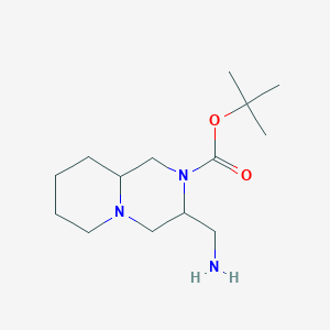 molecular formula C14H27N3O2 B1381908 tert-butyl 3-(aminomethyl)-octahydro-1H-pyrido[1,2-a]piperazine-2-carboxylate CAS No. 1803612-07-8