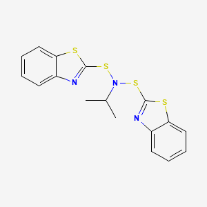 molecular formula C17H15N3S4 B13819157 N,N-Bis(1,3-benzothiazol-2-ylsulfanyl)-2-propanamine CAS No. 3741-79-5