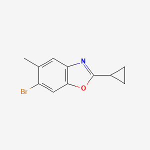 molecular formula C11H10BrNO B1381926 6-Bromo-2-cyclopropyl-5-methylbenzo[d]oxazole CAS No. 1267224-21-4