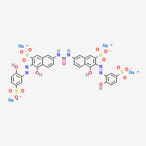 molecular formula C33H20N6Na4O17S4 B13819364 Tetrasodium [mu-[[7,7'-(carbonyldiimino)bis[4-hydroxy-3-[(2-hydroxy-5-sulphophenyl)azo]naphthalene-2-sulphonato]](8-)]]dicuprate(4-) 