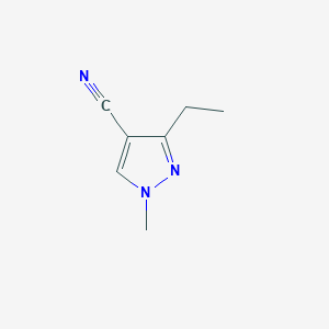 molecular formula C7H9N3 B1381971 3-ethyl-1-methyl-1H-pyrazole-4-carbonitrile CAS No. 1541967-39-8