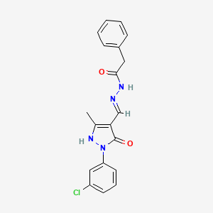 molecular formula C19H17ClN4O2 B13820349 N'-{(E)-[1-(3-chlorophenyl)-3-methyl-5-oxo-1,5-dihydro-4H-pyrazol-4-ylidene]methyl}-2-phenylacetohydrazide 