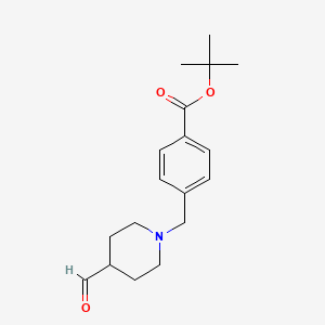 molecular formula C18H25NO3 B1382093 Tert-butyl 4-((4-formylpiperidin-1-yl)methyl)benzoate CAS No. 1401966-71-9