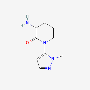 molecular formula C9H14N4O B1382101 3-amino-1-(1-methyl-1H-pyrazol-5-yl)piperidin-2-one CAS No. 1803565-82-3
