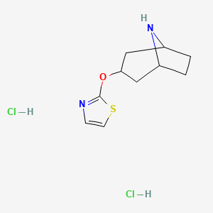molecular formula C10H16Cl2N2OS B1382159 2-((8-Azabicyclo[3.2.1]octan-3-yl)oxy)thiazole dihydrochloride CAS No. 1820747-35-0